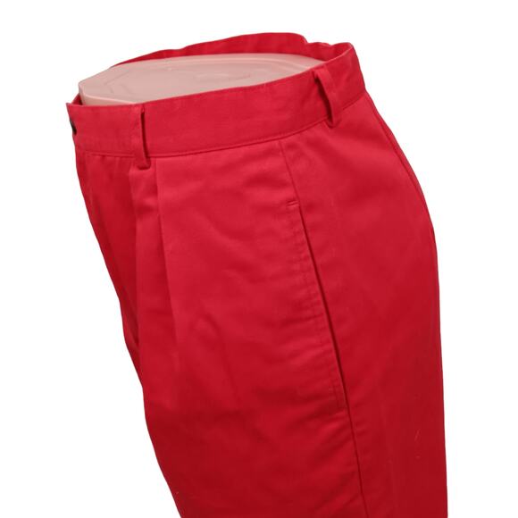 Vintage Robinson's Bermuda Shorts Size 14 Red Pleated Front Pockets Belt Loops - Picture 3 of 6